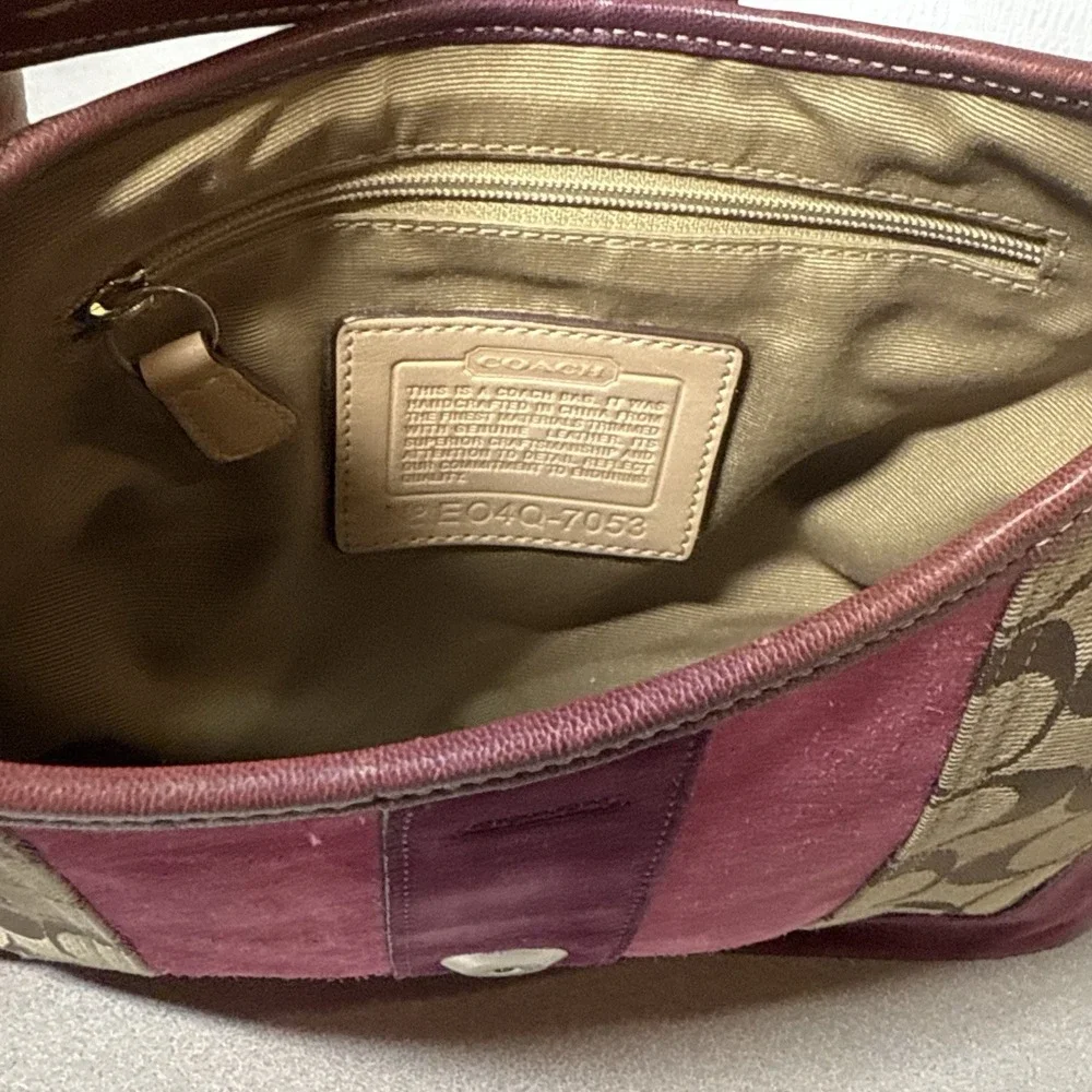COACH‎ Soho Hampton Y2K Shoulder Handbag Pink Suede Leather Trim 